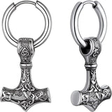 Xituodai 1 Pair Viking Thors Hammer Earrings for Men Stainless Steel  Norse Mythology Amulet Drop Hoop Earring Boys Jewelry Gift