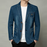 Xituodai 2022 New Mens Denim Blazer Coat Fashion Casual Denim Jacket Men Cotton Vintage Black Blue Denim Jacket Coat Men Jeans Blazers