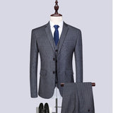 Xituodai (Blazer + Pants + Vest) 2022 Brand Suit Men 3 Piece Groom Wedding Men Suit Suit Fashion Design Striped Business Dress Tuxedo