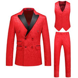 Xituodai 6XL(Jacket+Vest+Pants)New Men's Suit Tuxedo Double Breasted ShawlLapel Hollow Carved Men's Wedding Prom Groom Best Suit 3 Piece