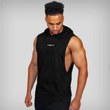 Xituodai Running Vest Brand Gym Clothing Mens Bodybuilding Hooded Tank Top Cotton Sleeveless Vest Sweatshirt Fitness Workout Sportswear