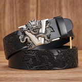 Xituodai New Male China Dragon Belt Cowskin Genuine Leather Belt for Men Carving Dragon Pattern Automatic Buckle Belt Strap For Jeans