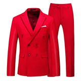 Xituodai 2022 High Quality Double Breasted Suit Blazer Two Piece Double Breasted Solid Color Party Dating Wedding Red Suits for Men Slim