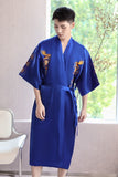 Xituodai Sleepwear Men Robe Embroidery Dragon Summer Kimono Bath Gown Sexy Nightwear Loose Bathrobe Lingerie V-Neck Oversized Loungewear