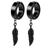 Xituodai 2 Pcs Black Magnetic Earrings for Men Clip On Earrings for Men Fake Earrings Mens Earrings Hoop Cross Dangle Earrings