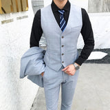 Xituodai High End Brand Classic Plaid Men's Formal Business Vest and Pants Groom Wedding Dress Party Banquet Office Waistcoat 2 Piece Set