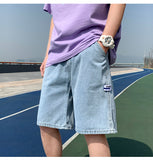 Xituodai Men's Denim Shorts Summer Baggy Wide Leg Short Jeans Korean Fashion Light Blue Casual Straight Hip Hop Streetwear Brand Clothes