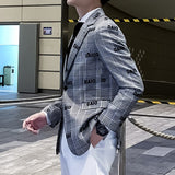 Xituodai Blazer Letter Print Blazer Men 2022 Fall Lattice Men Blazer Jacket Slim Fit Party Prom Club Pattern Blazer Homme