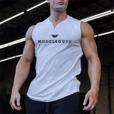 Xituodai Brand Gym Clothing V Neck Compression Sleeveless Shirt Fitness Mens Tank Top Cotton Bodybuilding Tanktop Workout Vest