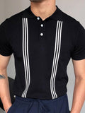 Xituodai trendy mens fashion mens summer outfits dope outfits mens street style mens spring fashion aesthetic outfits menSpring Contrast Striped Business Polo Shirts For Men Casual Turn-down Collar Man Top Tee Summer Short Sleeve Button T-shirt