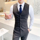 Xituodai High End Brand Classic Plaid Men's Formal Business Vest and Pants Groom Wedding Dress Party Banquet Office Waistcoat 2 Piece Set