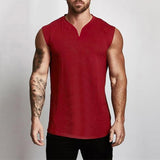 Xituodai Plain Cotton V-neck Fitness Tank Top Men Summer Muscle Vest Gym Clothing Bodybuilding Sleeveless Shirt Workout Sports Singlets