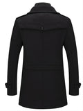 Xituodai - Men's Business Woolen Coat Fashion Double Collar Mid-length Woolen Jacket For Autumn/Winter