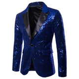 Xituodai Luxury Royal Blue Sequin Glitter Blazer Jacket Men Flower Lapel 2 Color Conversion Blazers Mens Nightclub Stage Singers Custmes