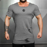 Xituodai New 2022 Cotton Men&#39;s T shirt Vintage Ripped Hole T-shirt Men Fashion Casual Top Tee Men Hip Hop Activewears Fitness Tshirt Male