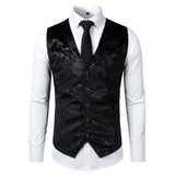 Xituodai Gold Steampunk Vest Men Suit Gilet Homme Wedding Sleeveless Slim Fit Paisley Floral Dress Vests For Men Single Buttons Waistcoat