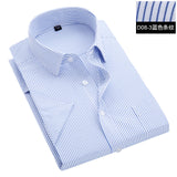 Xituodai Summer S~8xl men&#39;s striped short sleeve dress shirt square collar non-iron regular fit anti-wrinkle  pocket  male social shirt