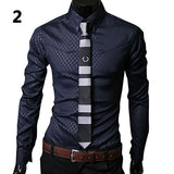 Xituodai New Argyle luxury men&#39;s shirt Business Style Slim Soft Comfort Slim Fit Styles Long Sleeve Casual Dress Shirt Gift For Men