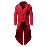 Xituodai Mens Halloween Steampunk Gothic Jacket Victorian Tailcoat Vintage Costume Tuxedo Blazer Men DJ Club Cosplay Prom Suit Jacket Red