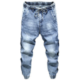 Xituodai Men Jeans 2022 Light Blue Denim Stretch Jogger Pants Man Fashion Side Rivets Casual Haren Jean Men&#39;s Trousers Plus Size 42