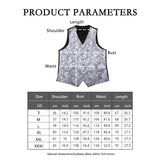 Xituodai Mens Classic Silver Paisley Folral Silk Waistcoat Vests Wedding Handkerchief Necktie Suit Vest Set Sleeveless Jacket DiBanGu