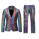 Xituodai Mens Stage Prom Suits Gold Silver Rainbow Plaid Sequin Jacket Pants Men Dance Festival Christmas Halloween Party Costume Homme