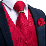 Xituodai Mens Suit Vest Waistcoat Gilet Homme Formal Wedding Groom Sleeveless Vest Red Black Gold Men Jacket Hanky Necktie Set DiBanGu