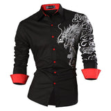 Xituodai Sportrendy Men's Shirt Dress Casual Long Sleeve Slim Fit Fashion Dragon Stylish JZS041