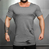 Xituodai New 2022 Cotton Men&#39;s T shirt Vintage Ripped Hole T-shirt Men Fashion Casual Top Tee Men Hip Hop Activewears Fitness Tshirt Male