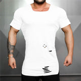 Xituodai New 2022 Cotton Men&#39;s T shirt Vintage Ripped Hole T-shirt Men Fashion Casual Top Tee Men Hip Hop Activewears Fitness Tshirt Male