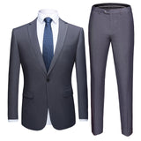 Xituodai Men Suits Slim Fit Business Uniform Office Suit Wedding Groom Party 2-Piece Jacket Pants Notch Lapel Single Button Formal Casual