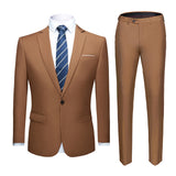 Xituodai Men Suits Slim Fit Business Uniform Office Suit Wedding Groom Party 2-Piece Jacket Pants Notch Lapel Single Button Formal Casual