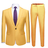 Xituodai Men Suits Slim Fit Business Uniform Office Suit Wedding Groom Party 2-Piece Jacket Pants Notch Lapel Single Button Formal Casual