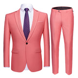 Xituodai Men Suits Slim Fit Business Uniform Office Suit Wedding Groom Party 2-Piece Jacket Pants Notch Lapel Single Button Formal Casual