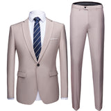 Xituodai Men Suits Slim Fit Business Uniform Office Suit Wedding Groom Party 2-Piece Jacket Pants Notch Lapel Single Button Formal Casual