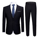 Xituodai Men Suits Slim Fit Business Uniform Office Suit Wedding Groom Party 2-Piece Jacket Pants Notch Lapel Single Button Formal Casual