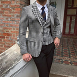 Xituodai Men's Houndstooth Blazer Suits Houndstooth Jaket for Wedding Suits Formal Tweed Tuxedos Custom Made Man Suits Jacket+pants+vest