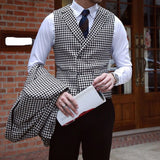 Xituodai Men&#39;s Houndstooth Blazer Suits Houndstooth Jaket for Wedding Suits Formal Tweed Tuxedos Custom Made Man Suits Jacket+pants+vest