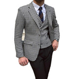 Xituodai Men&#39;s Houndstooth Blazer Suits Houndstooth Jaket for Wedding Suits Formal Tweed Tuxedos Custom Made Man Suits Jacket+pants+vest