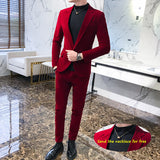 Xituodai Elegant Wine Red Suits Mens Velvet Luxury Suits For Mens Groom Wedding Velour Suits Gentlemen Dress 2 pcs Flannel Green Burgundy