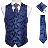 Xituodai New Teal Green Paisley 100% Silk Formal Dress Vest Men Waistcoat Vest Wedding Party Vest Tie Brooch Pocket Square Set DiBanGu