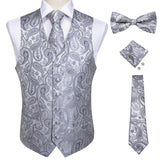 Xituodai New Teal Green Paisley 100% Silk Formal Dress Vest Men Waistcoat Vest Wedding Party Vest Tie Brooch Pocket Square Set DiBanGu