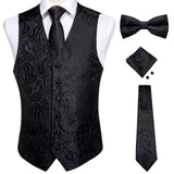 Xituodai New Teal Green Paisley 100% Silk Formal Dress Vest Men Waistcoat Vest Wedding Party Vest Tie Brooch Pocket Square Set DiBanGu