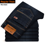 Xituodai Brother Wang Men&#39;s Fashion Business Jeans Classic Style Casual Stretch Slim Jean Pants Male Brand Denim Trousers Black Blue