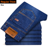 Xituodai Brother Wang Men&#39;s Fashion Business Jeans Classic Style Casual Stretch Slim Jean Pants Male Brand Denim Trousers Black Blue