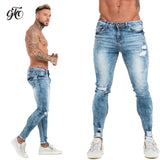 Xituodai Jeans Men Elastic Waist Skinny Jeans Men 2020 Stretch Ripped Pants Streetwear Mens Denim Jeans Blue