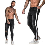 Xituodai Jeans Men Elastic Waist Skinny Jeans Men 2020 Stretch Ripped Pants Streetwear Mens Denim Jeans Blue