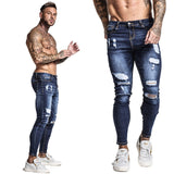 Xituodai Jeans Men Elastic Waist Skinny Jeans Men 2020 Stretch Ripped Pants Streetwear Mens Denim Jeans Blue