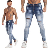 Xituodai Jeans Men Elastic Waist Skinny Jeans Men 2020 Stretch Ripped Pants Streetwear Mens Denim Jeans Blue