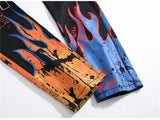 Xituodai Men&#39;s fashion letters flame black printed jeans Slim straight colored painted stretch pants